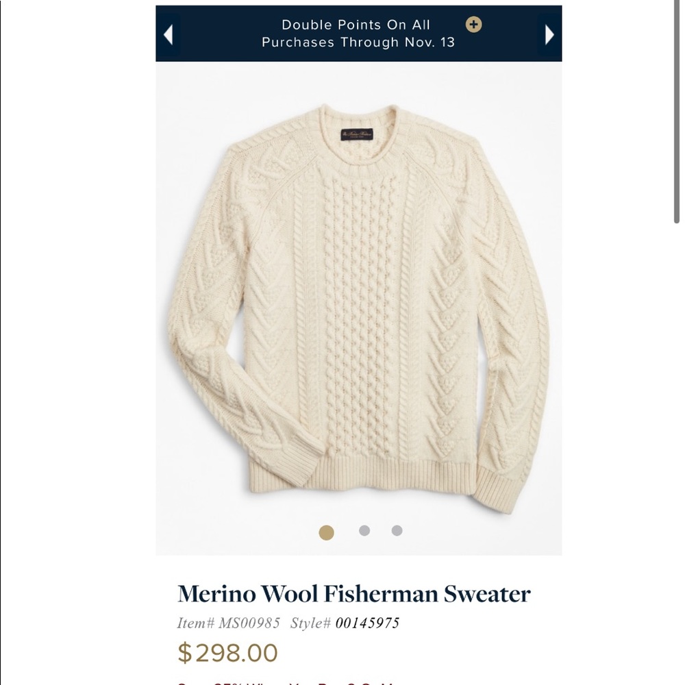 Merino wool fisherman sweater brooks brothers